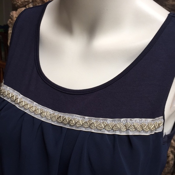 Tommy Hilfiger S embellished chiffon overlay tank - Picture 2 of 5